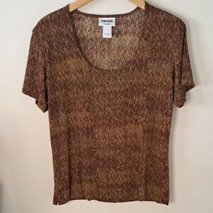 Market By Chico's Women's Multi Color Short Sleeve Top